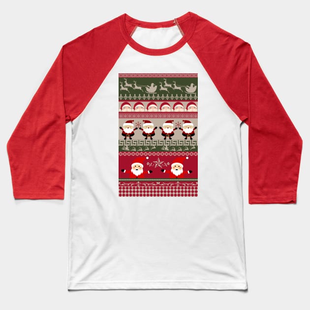 Santa Claus Ugly Sweater Baseball T-Shirt by KolJoseph